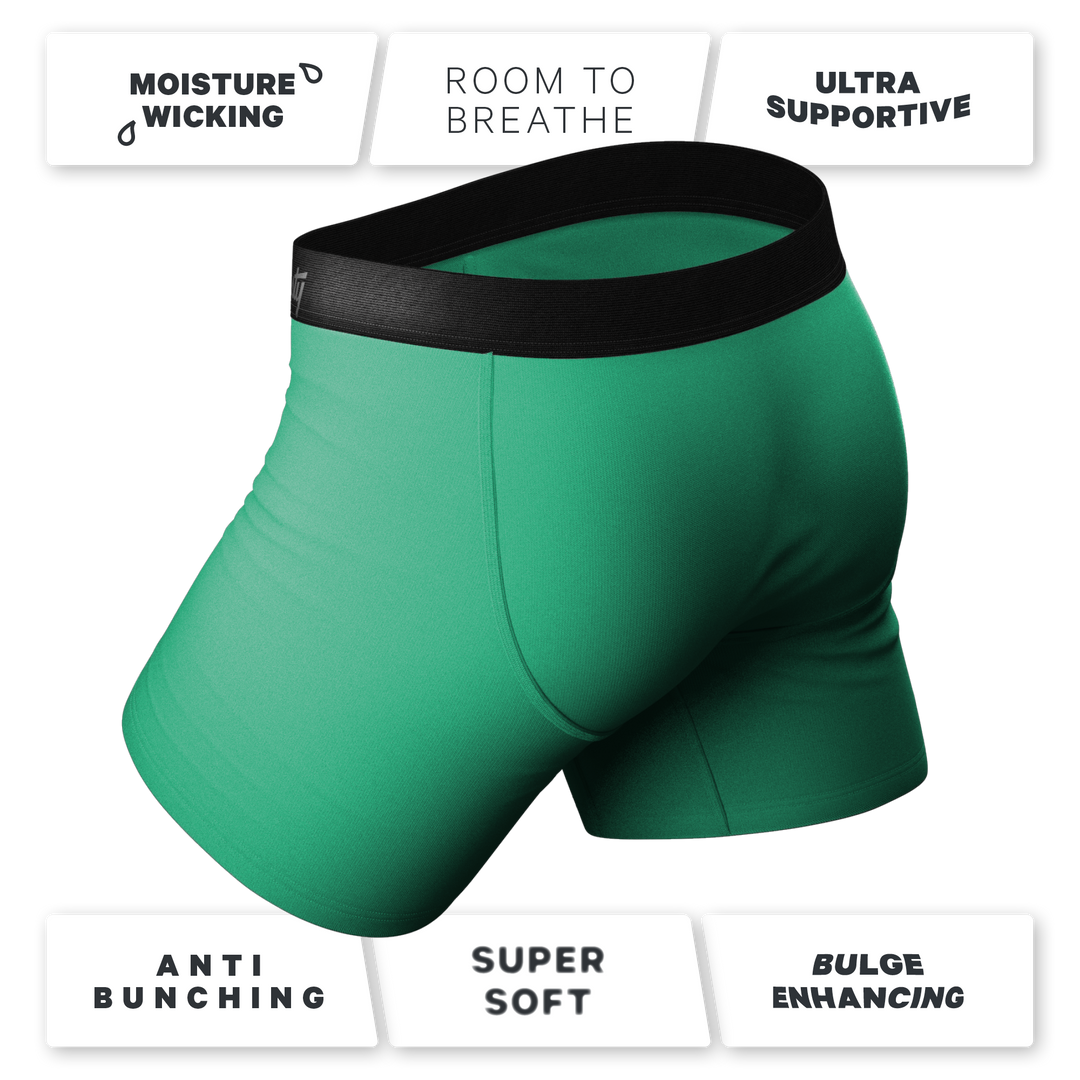 The Green Boys: Men's Solid Green Boxer Briefs with Ball Hammock® Pouch Technology