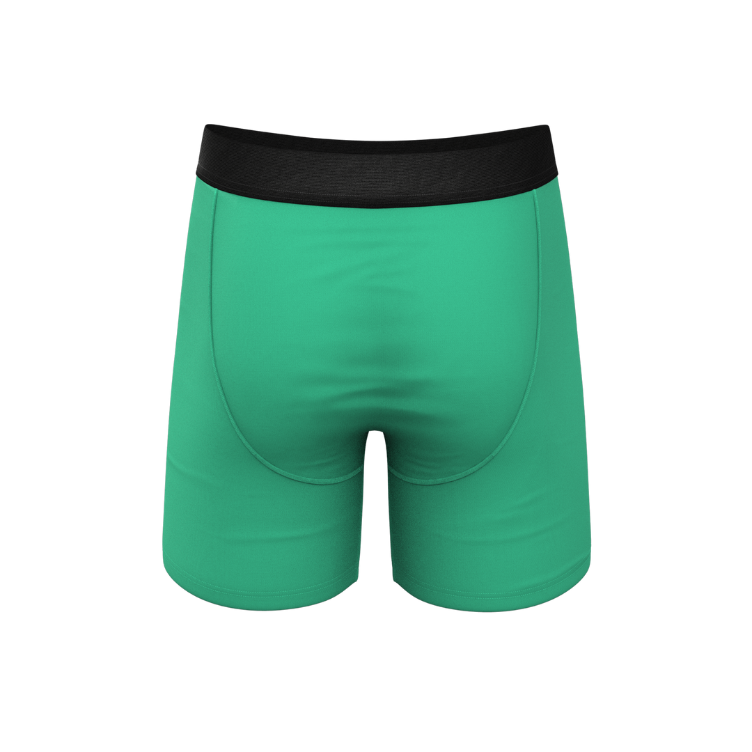 The Green Boys: Men's Solid Green Boxer Briefs with Ball Hammock® Pouch Technology