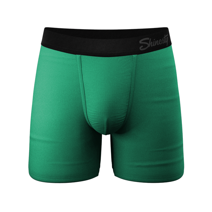 The Green Boys: Men's Solid Green Boxer Briefs with Ball Hammock® Pouch Technology