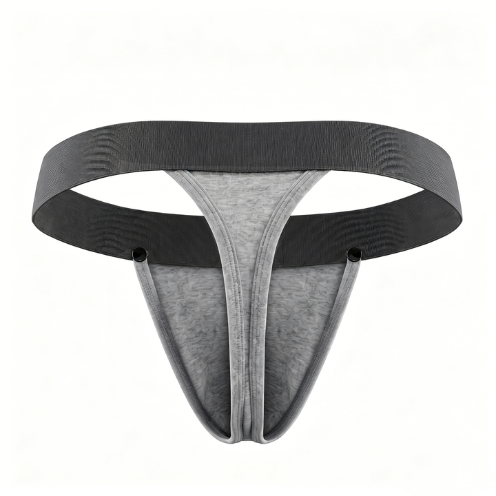 HisJock Snap Thong in grey – men's snap-release thong with removable snap pouch