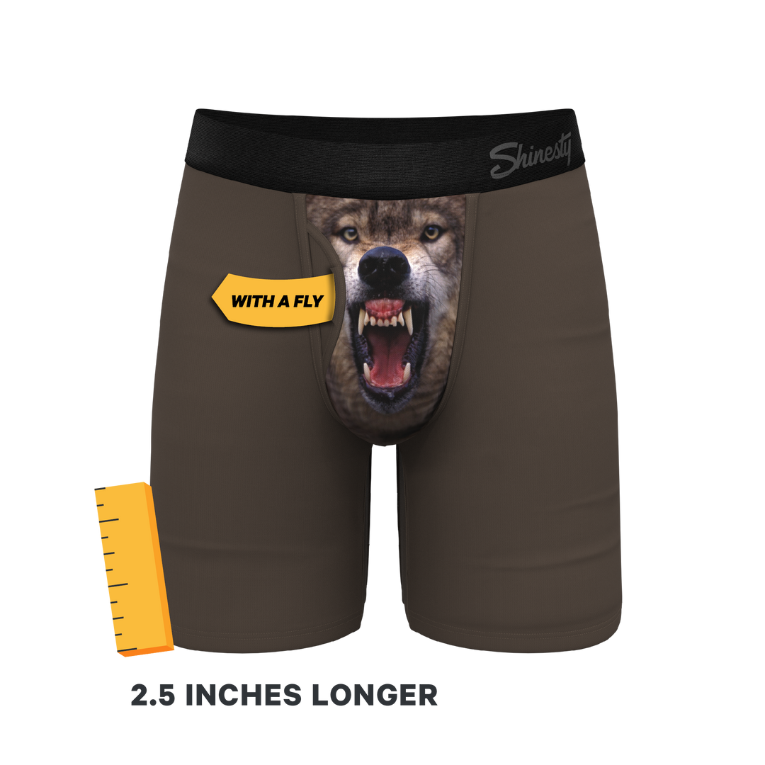 Shinesty "The Grey's Growl" Wolf Long Leg Ball Hammock® Pouch Boxer Briefs