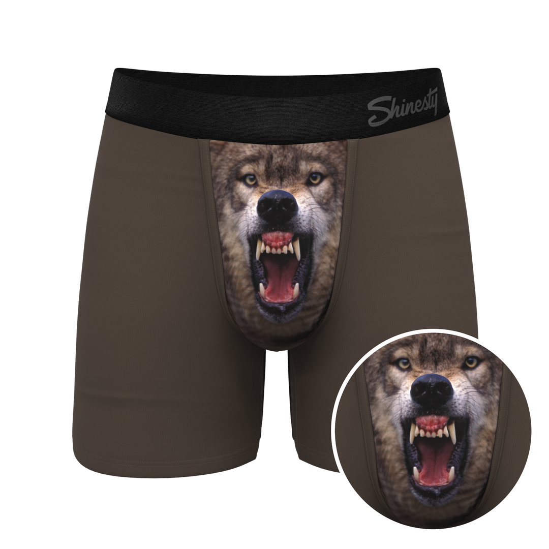 Shinesty The Grey's Growl wolf Ball Hammock pouch underwear – men's wolf print boxer briefs