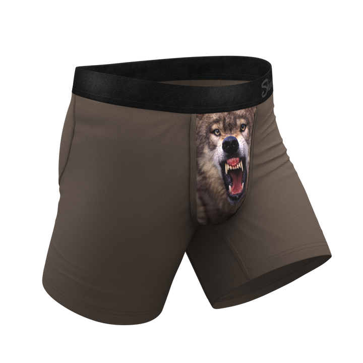 Shinesty The Grey's Growl wolf Ball Hammock pouch underwear – men's wolf print boxer briefs