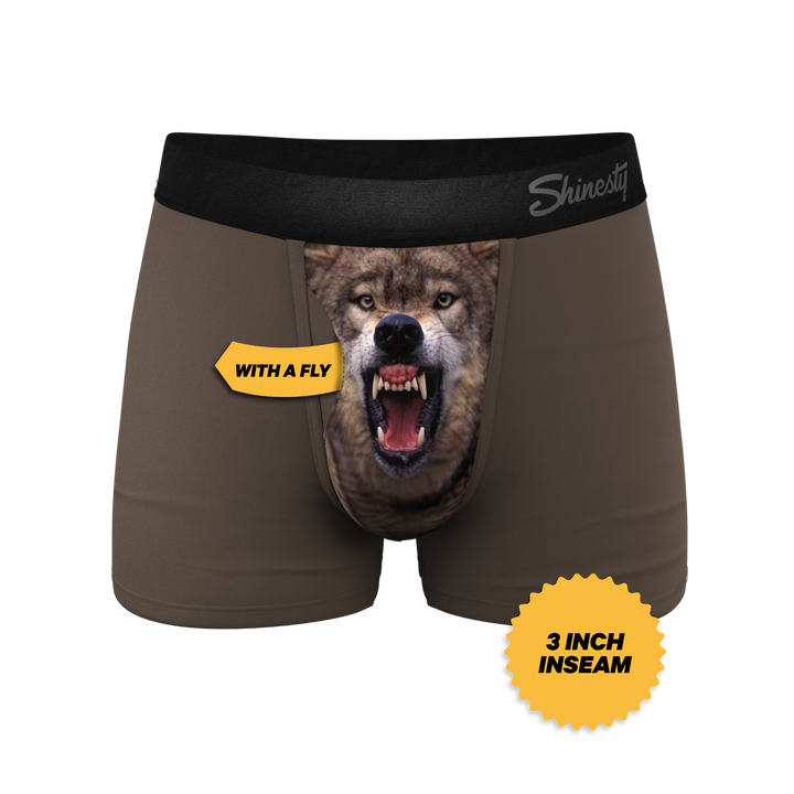 Shinesty "The Grey's Growl" Wolf Print Ball Hammock® Pouch Trunks Underwear