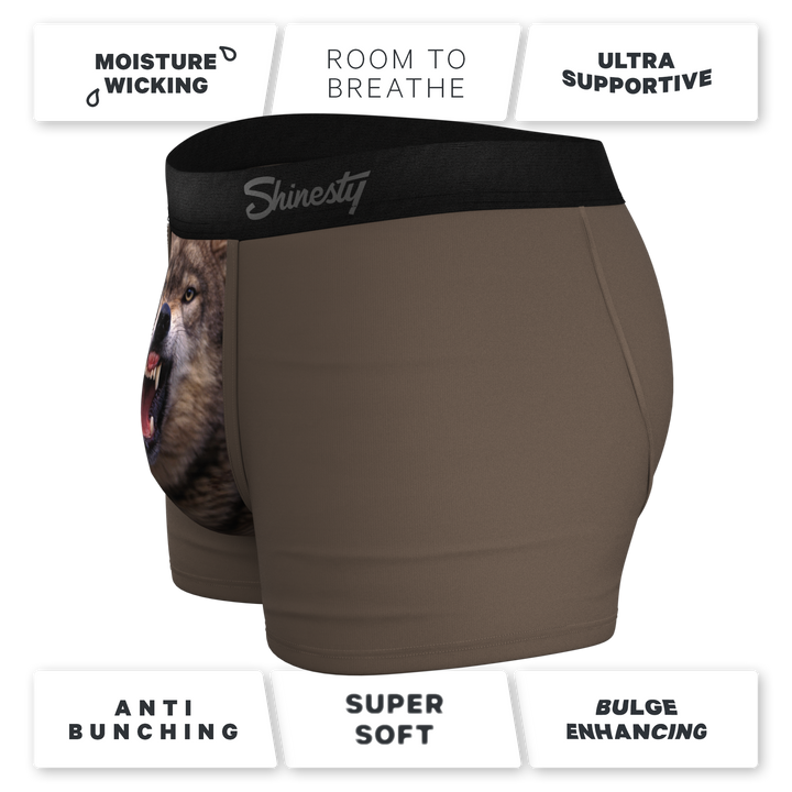 Shinesty "The Grey's Growl" Wolf Print Ball Hammock® Pouch Trunks Underwear