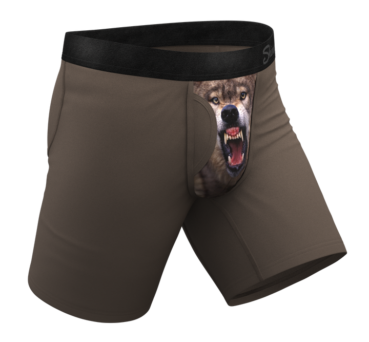 Shinesty "The Grey's Growl" Wolf Long Leg Ball Hammock® Pouch Boxer Briefs