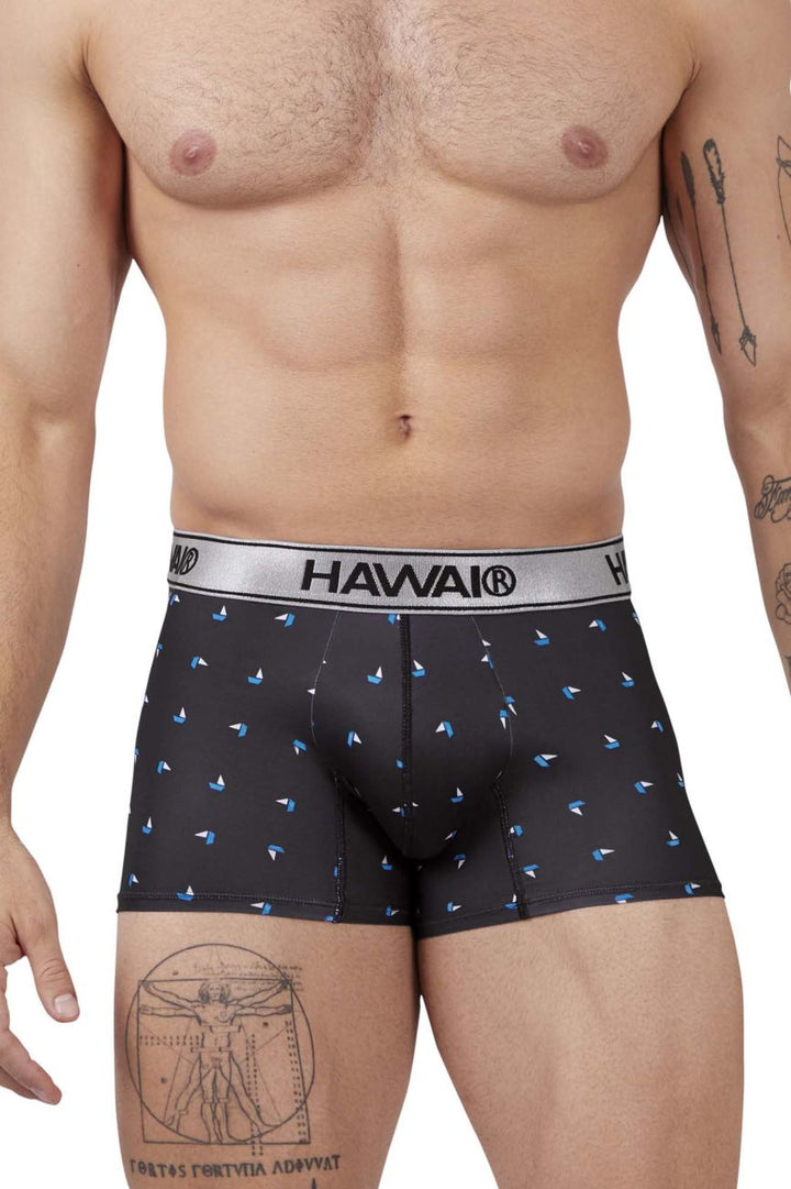 HAWAIR Printed Microfiber Men's Trunk Underwear in Black – men's trunks