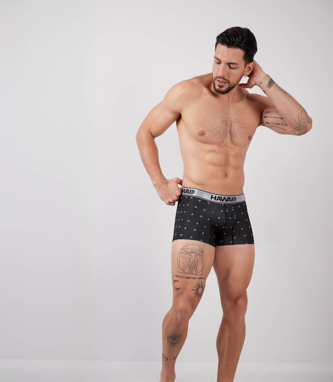 HAWAIR Printed Microfiber Men's Trunk Underwear in Black – men's trunks