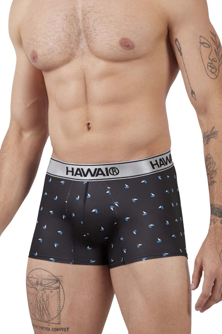 HAWAIR Printed Microfiber Men's Trunk Underwear in Black – men's trunks