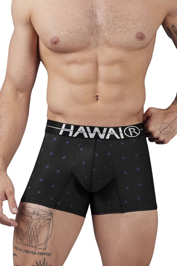 HAWAIR Printed Microfiber Trunks in Black – men's trunks