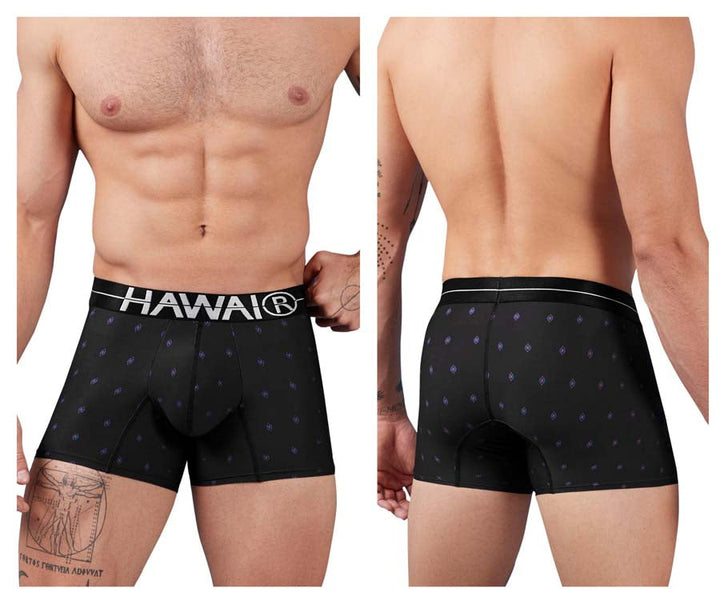 HAWAIR Printed Microfiber Trunks in Black – men's trunks