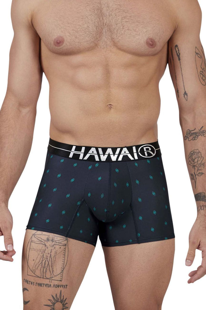HAWAIR Printed Microfiber Trunks in Dark Blue – men's trunks