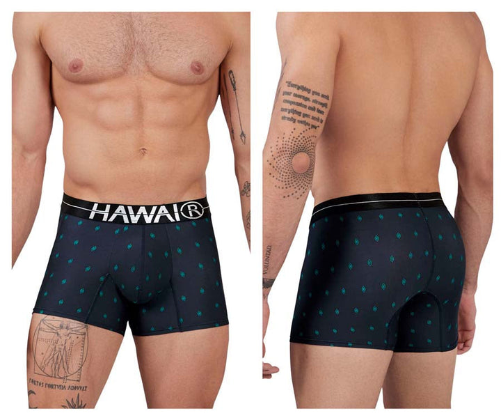 HAWAIR Printed Microfiber Trunks in Dark Blue – men's trunks