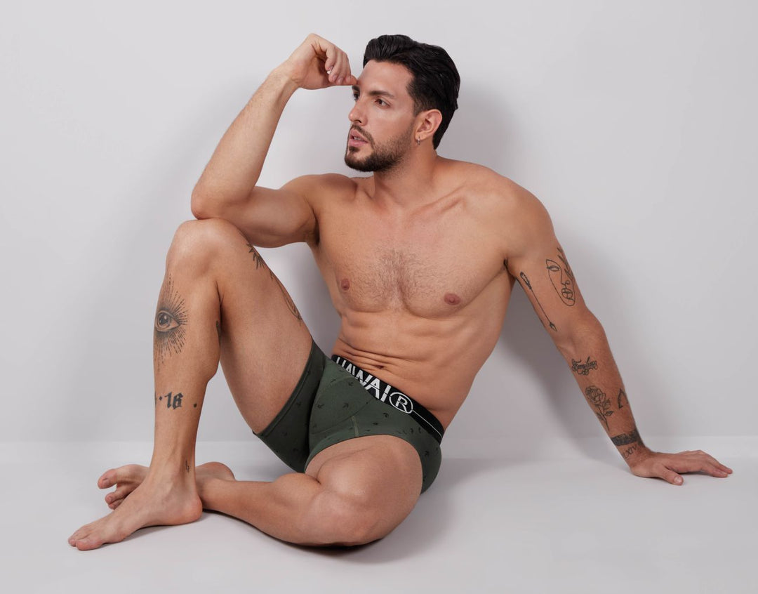 HAWAIR Cotton blend Men's Trunk Underwear in Military Green – men's trunks