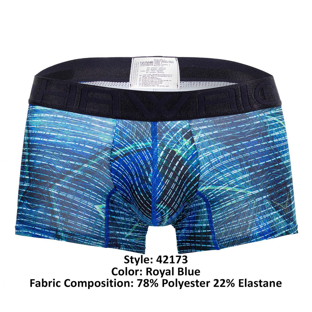 HAWAIR Printed Microfiber Men's Trunk Underwear in Royal Blue – men's trunks