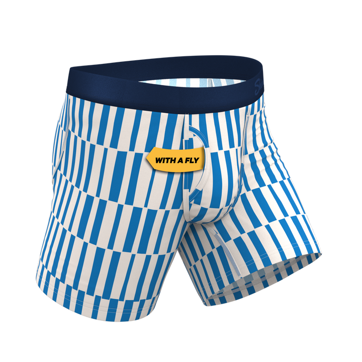 The Hamptons: Blue Mosaic Stripe Ball Hammock® Pouch Boxer Briefs with Fly