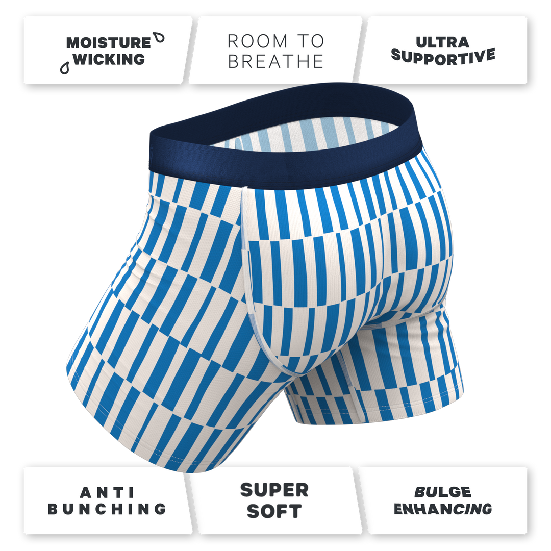 The Hamptons: Blue Mosaic Stripe Ball Hammock® Pouch Boxer Briefs with Fly