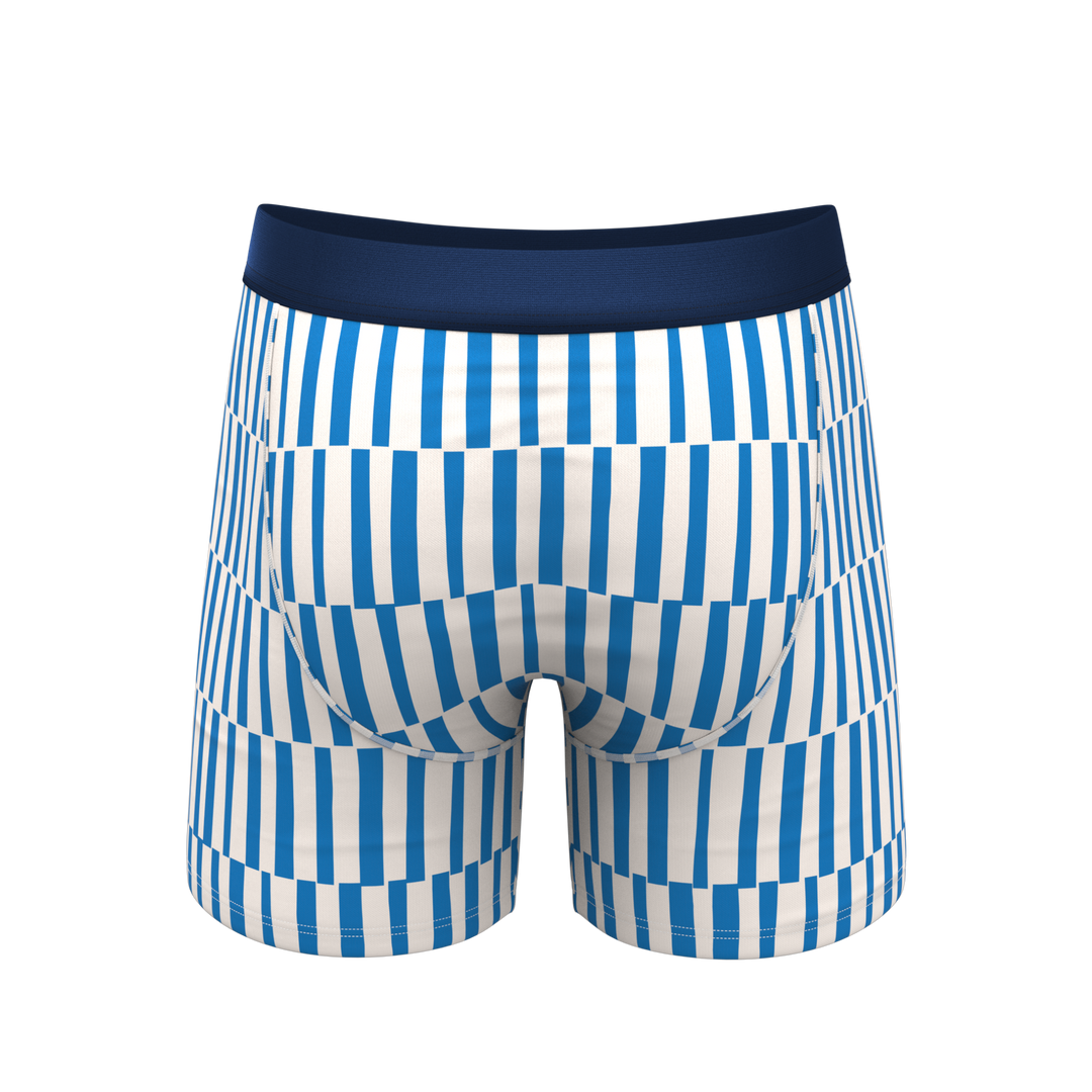 The Hamptons: Blue Mosaic Stripe Ball Hammock® Pouch Boxer Briefs with Fly