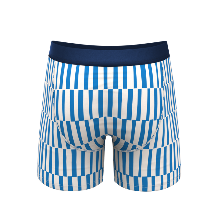 The Hamptons: Blue Mosaic Stripe Ball Hammock® Pouch Boxer Briefs with Fly
