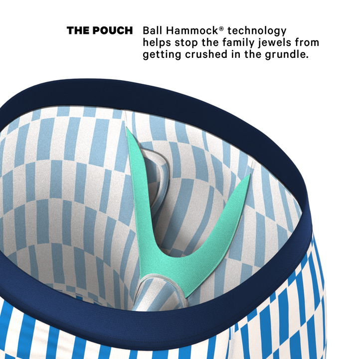 Shinesty "The Hamptons" Long Leg Boxer Briefs with Fly (Blue Mosaic Stripe)