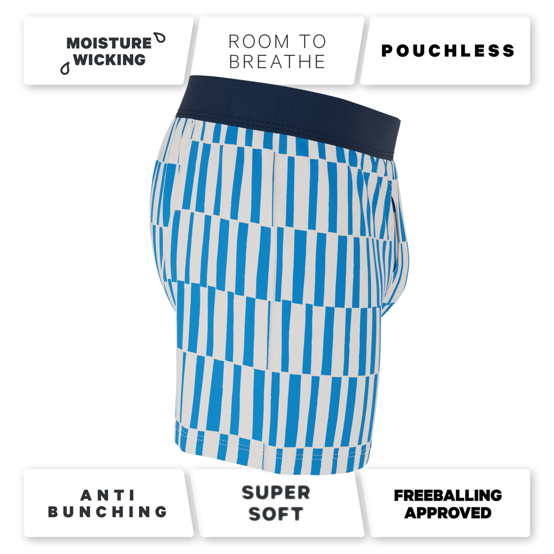 Shinesty "The Hamptons" Blue Mosaic Stripe Woven Loose Boxers