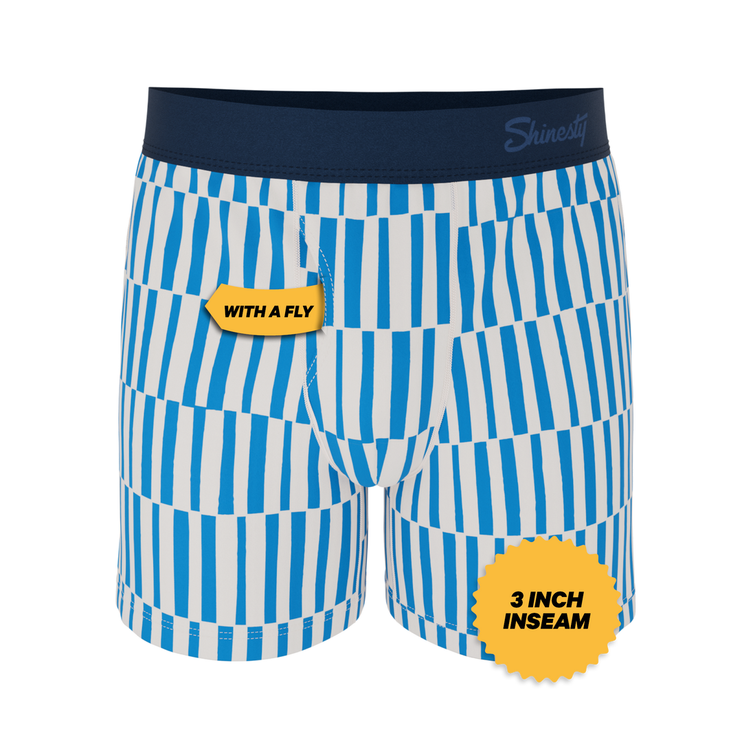 Shinesty "The Hamptons" Blue Mosaic Stripe Woven Loose Boxers