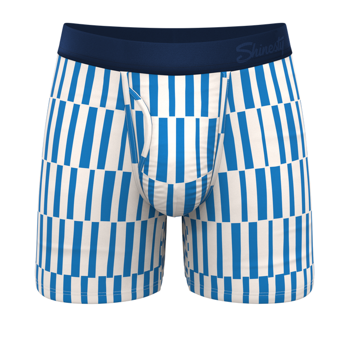The Hamptons: Blue Mosaic Stripe Ball Hammock® Pouch Boxer Briefs with Fly