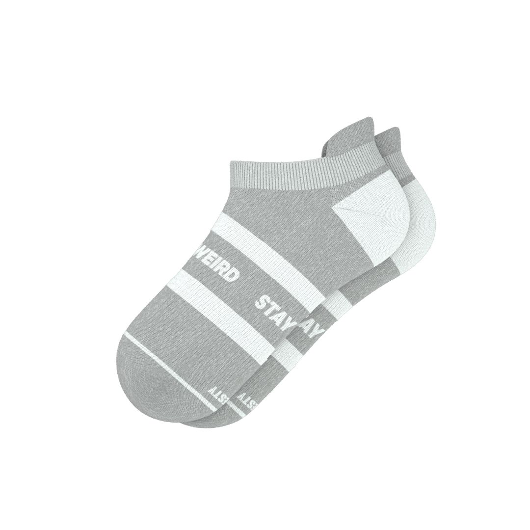 The Haze | Grey and White Stripe Heel Hammock™ Ankle Socks