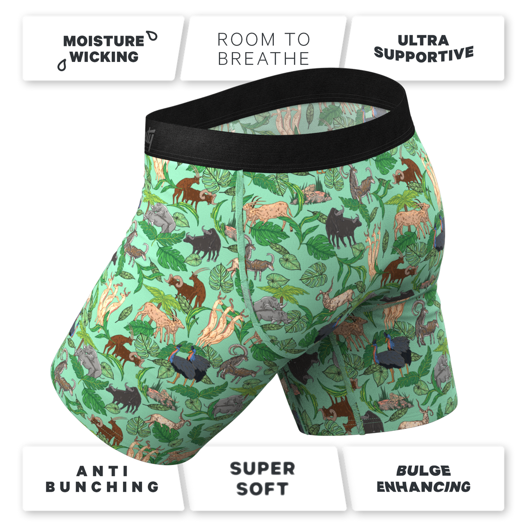 Shinesty "The Hornography" Tropical Animals Long Leg Ball Hammock® Pouch Underwear With Fly