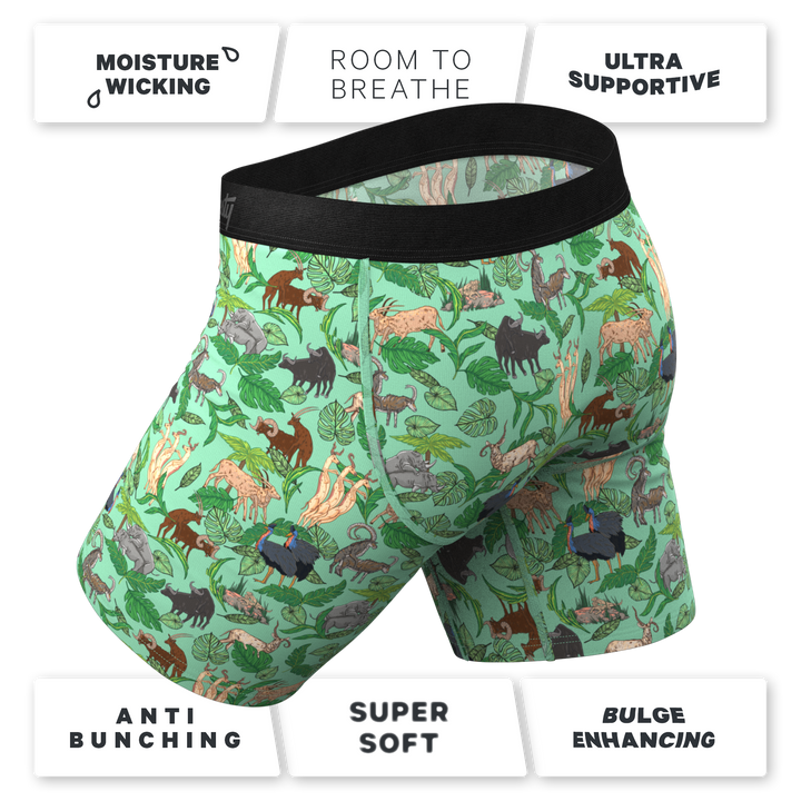 Shinesty "The Hornography" Tropical Animals Long Leg Ball Hammock® Pouch Underwear With Fly