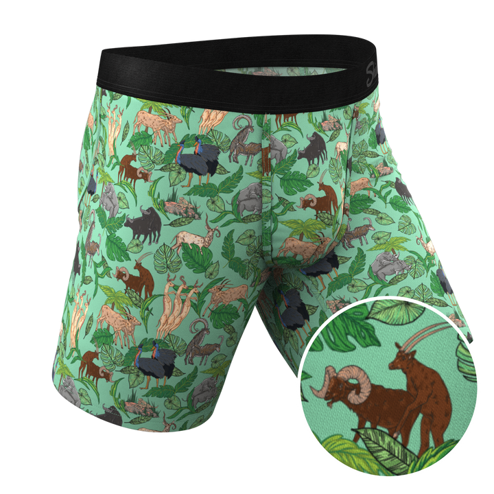Shinesty "The Hornography" Tropical Animals Long Leg Ball Hammock® Pouch Underwear With Fly