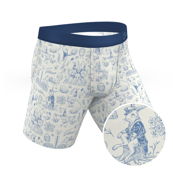 Hot Cottontail: Easter Toile Long Leg Ball Hammock® Pouch Underwear with Fly