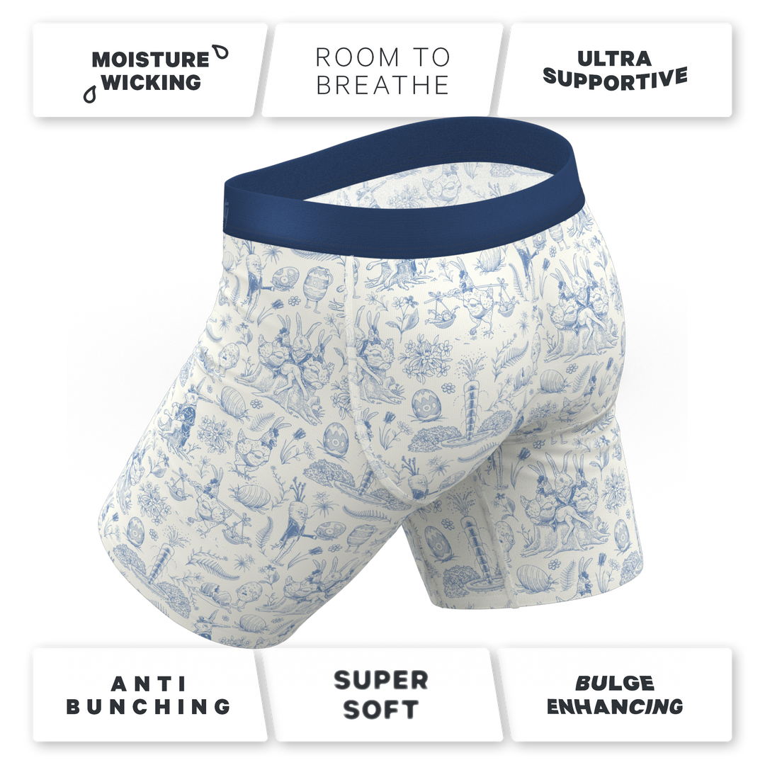 Hot Cottontail: Easter Toile Long Leg Ball Hammock® Pouch Underwear with Fly