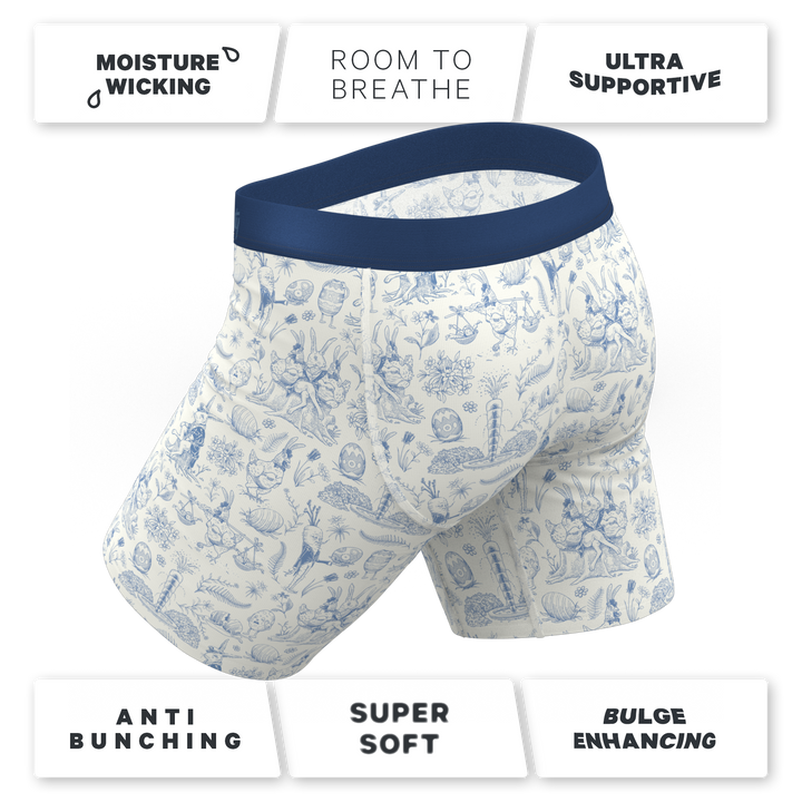 Hot Cottontail: Easter Toile Long Leg Ball Hammock® Pouch Underwear with Fly