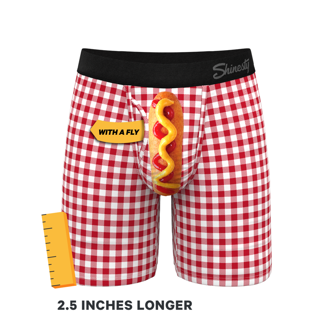 Shinesty The Hot Diggity Corn Dog Long Leg Ball Hammock® Pouch Underwear with Fly