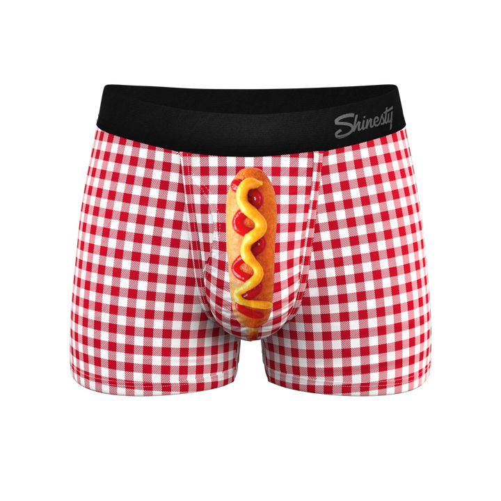 The Hot Diggity: Corn Dog Ball Hammock® Pouch Trunks
