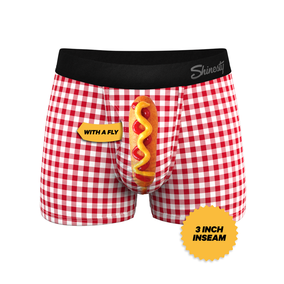 The Hot Diggity: Corn Dog Ball Hammock® Pouch Trunks