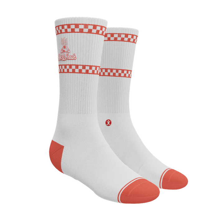 The Hot & Fresh | Pizza Box Heel Hammock™ Crew Socks
