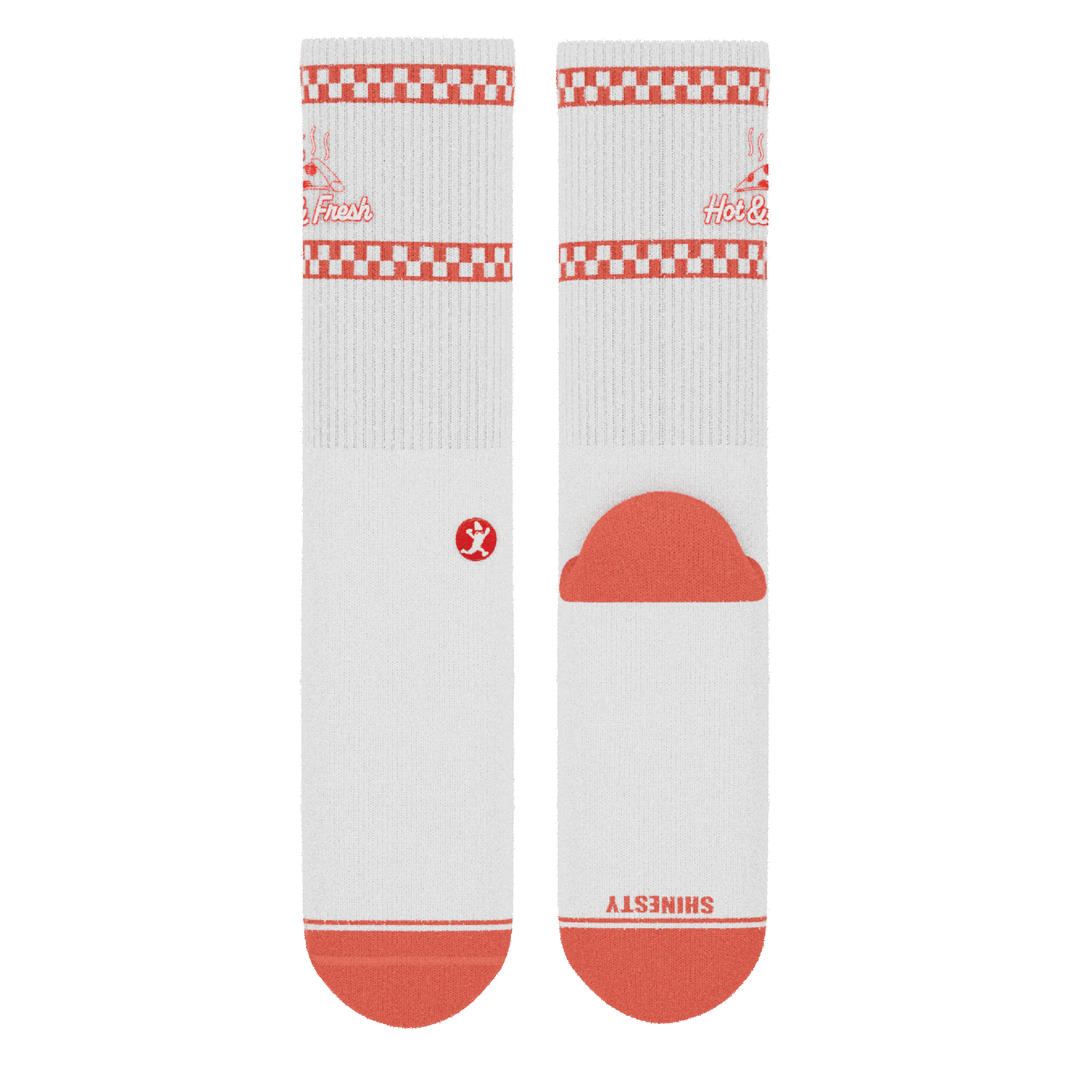 The Hot & Fresh | Pizza Box Heel Hammock™ Crew Socks