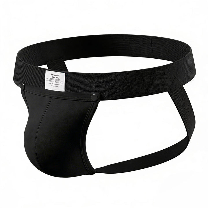 HisJock Snap Jock 2.0 in black – men's snap release removable pouch jockstrap