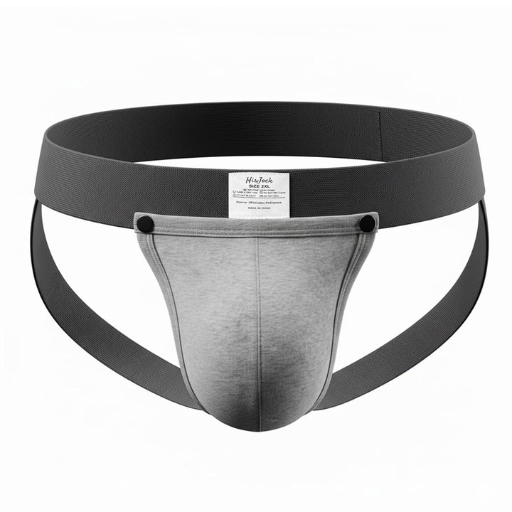 HisJock Snap Jock 2.0 in grey – men's snap release removable pouch jockstrap