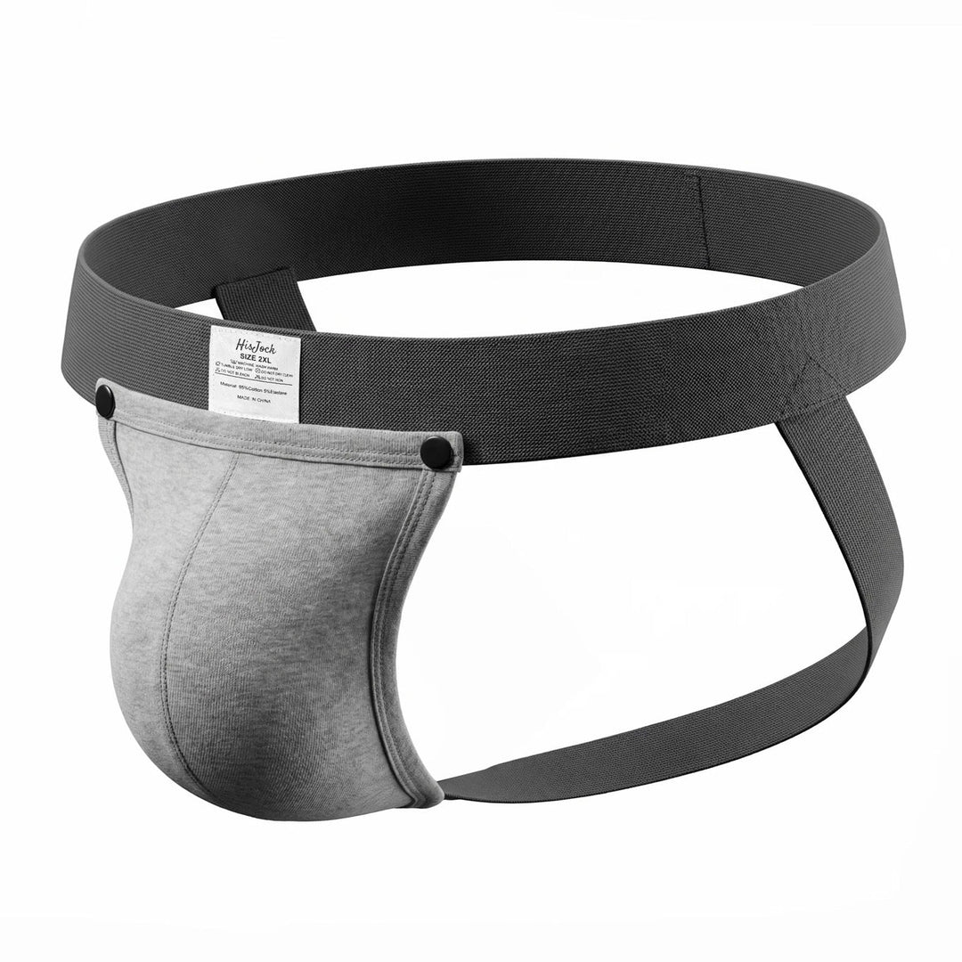 HisJock Snap Jock 2.0 in grey – men's snap release removable pouch jockstrap