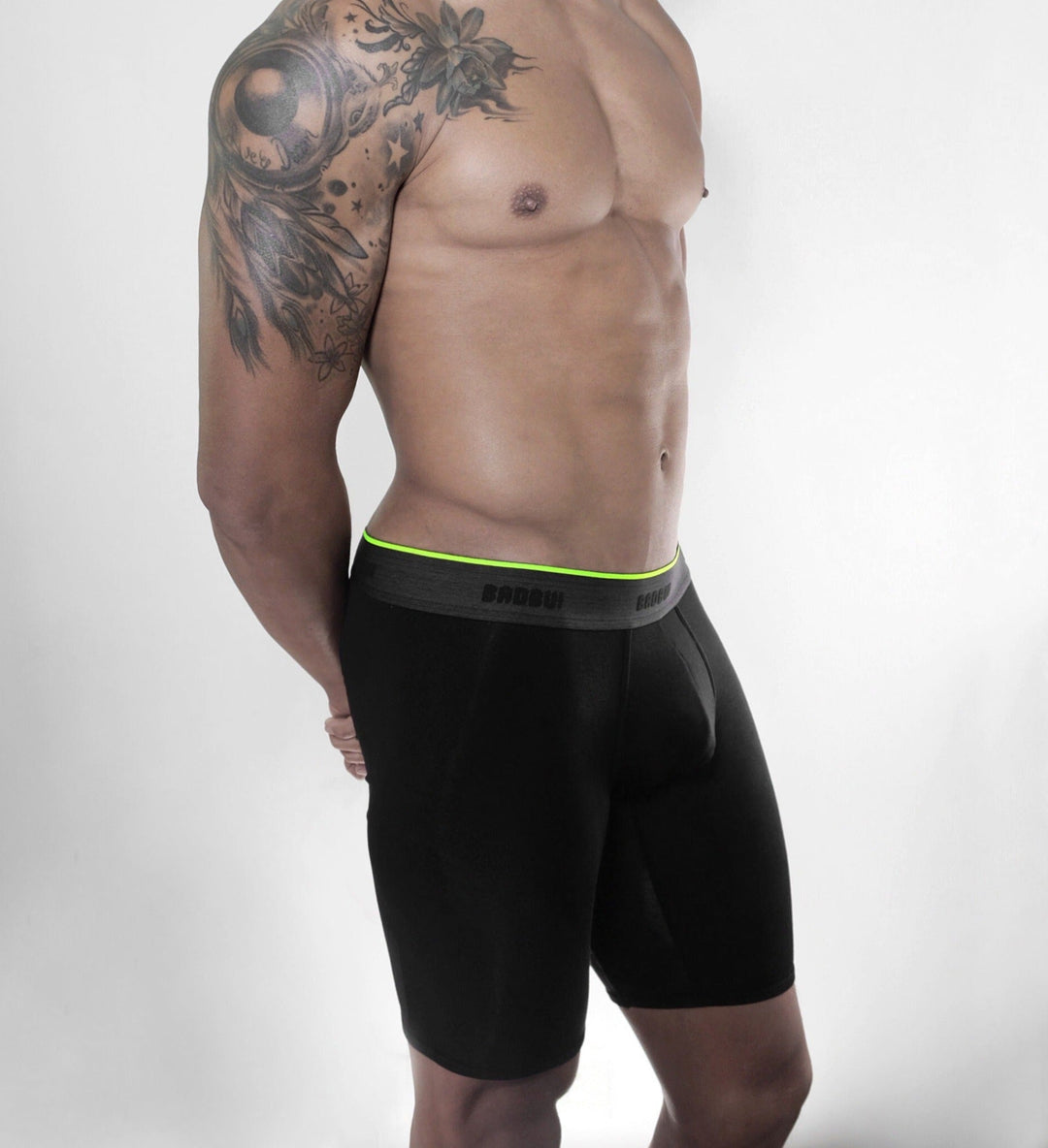 BADBUI Micro Modal Boxer Brief in jet black – men's micro modal 8 inch boxer brief
