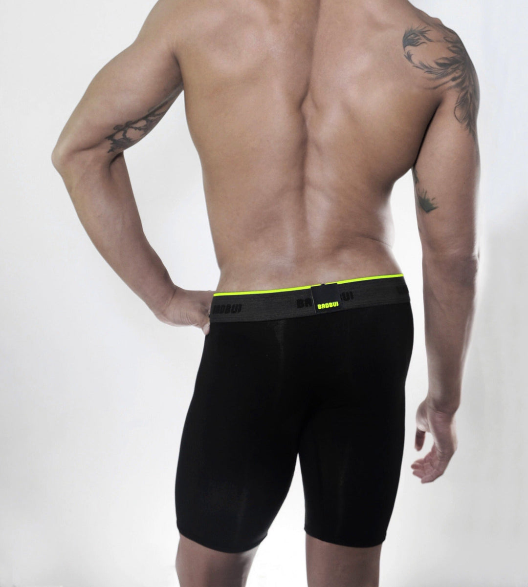 BADBUI Micro Modal Boxer Brief in jet black – men's micro modal 8 inch boxer brief