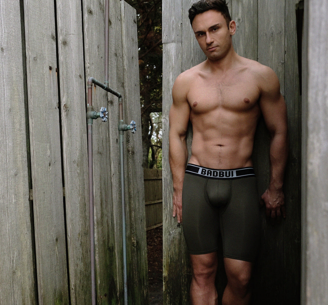 BADBUI Micro Fiber Boxer Brief in army grey – men's nylon micro fiber boxer brief