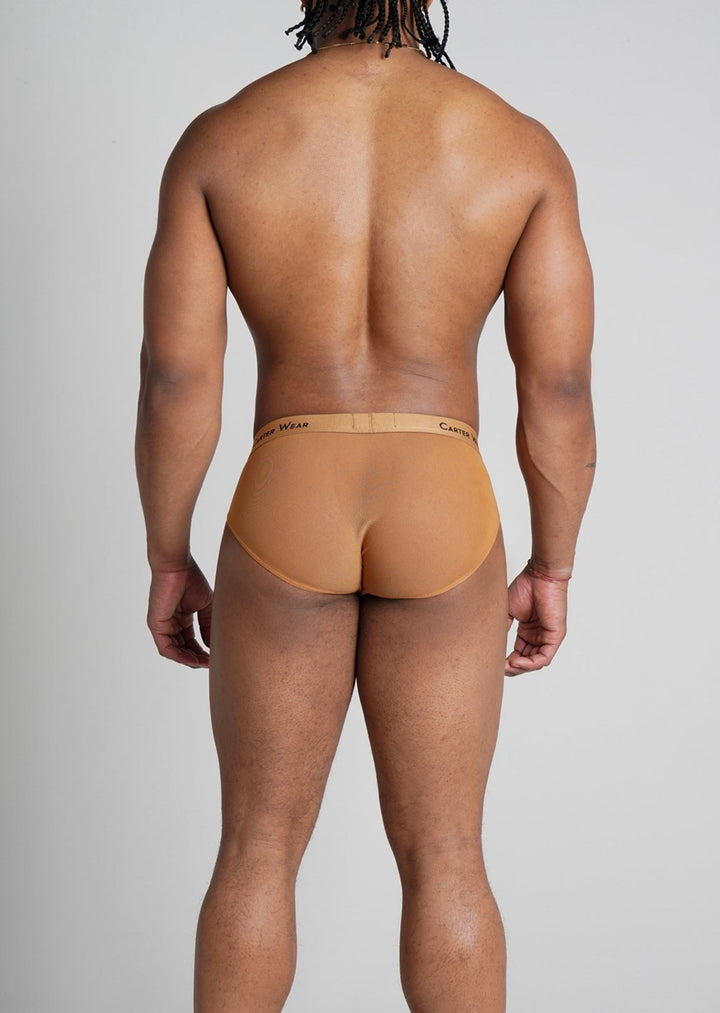 Carter Wear Men’s Latte Micro Mesh Brief - HD Breathable See-Through Stretch Underwear