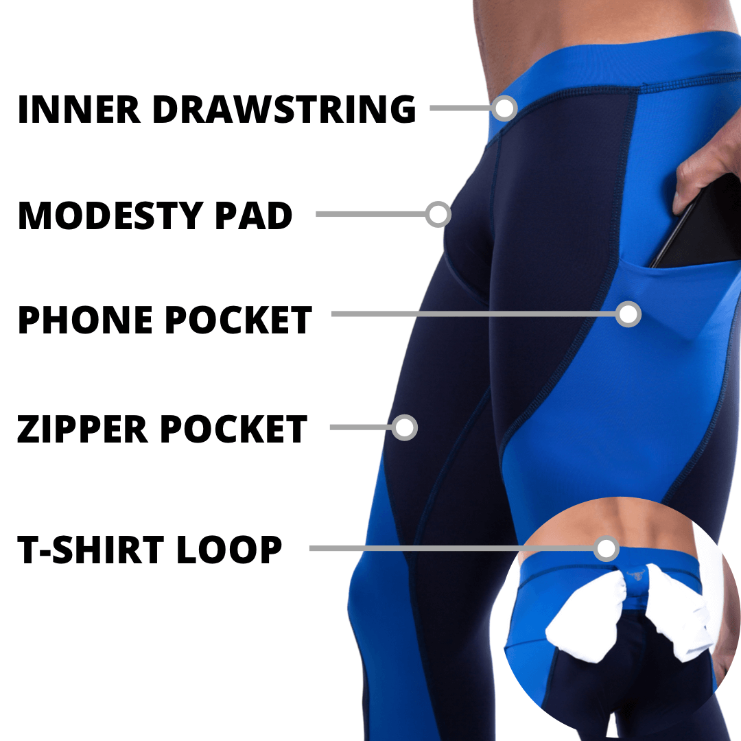 Matador Pride Rainbow Tiger Meggings – Men's Compression Leggings with Crotch Cup and Pockets