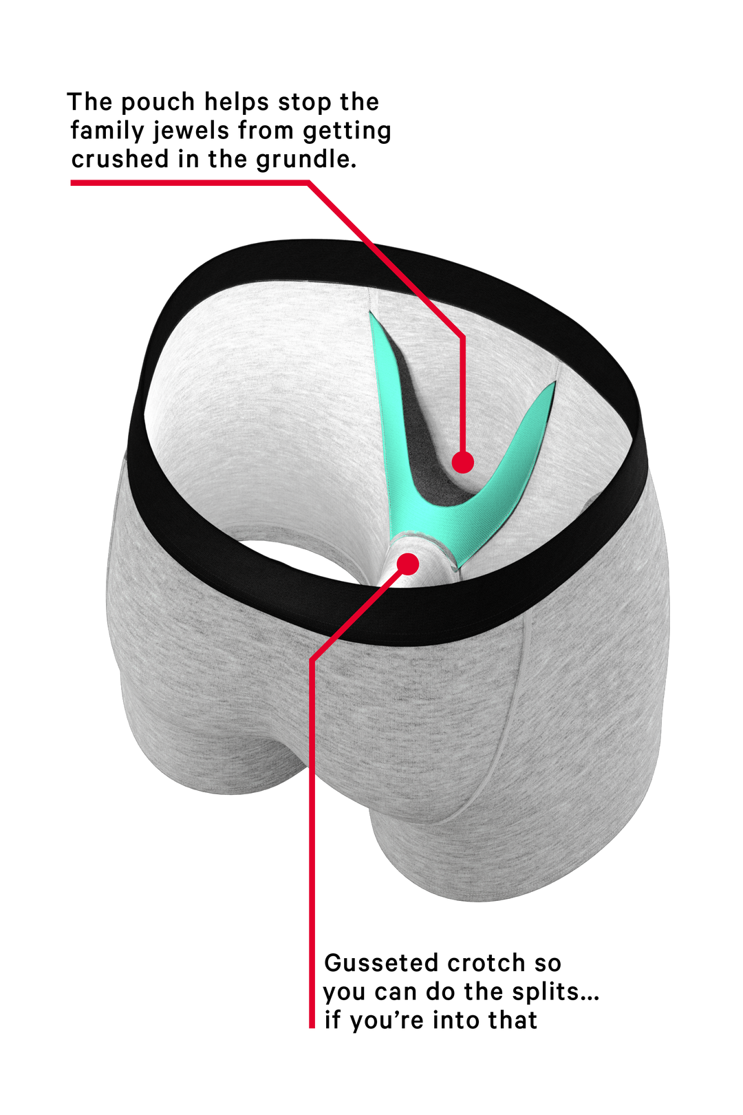 Intramural Champ: Heathered Grey Ball Hammock® Pouch Boxer Briefs