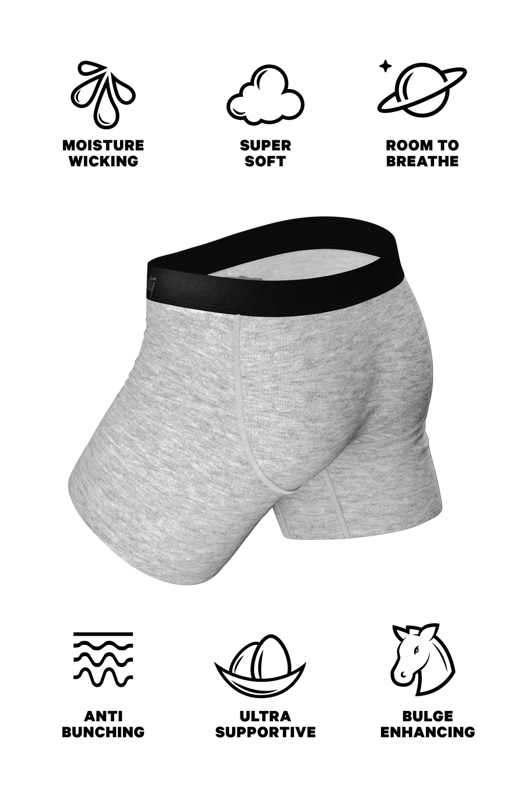 Intramural Champ: Heathered Grey Ball Hammock® Pouch Boxer Briefs w/ Fly
