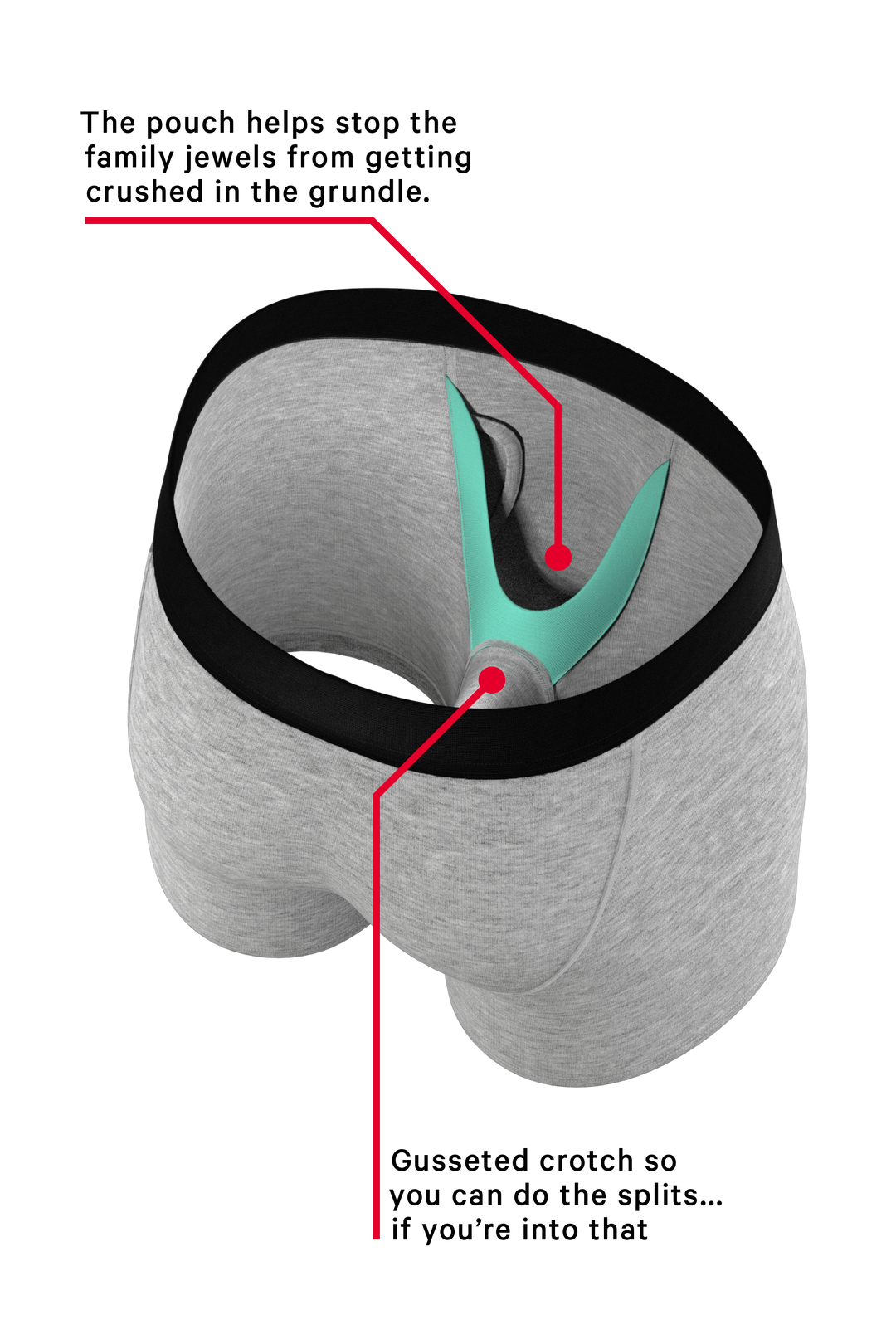 Intramural Champ: Heathered Grey Ball Hammock® Pouch Boxer Briefs w/ Fly